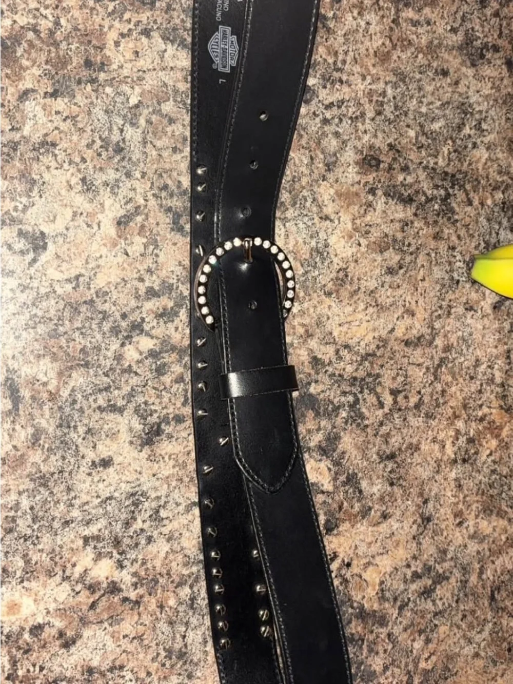 Harley-Davidson Woman’s Black Leather Belt with Embellished Logo
